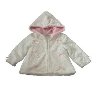 Faux fur, cozy White and Pink Baby Jacket